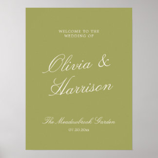 Póster Bienvenida de boda con caligrafía de Olive Estate