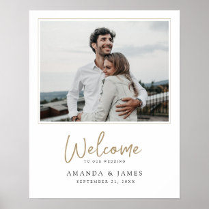 Póster Bienvenida de Boda con Foto Personalizada de Oro M