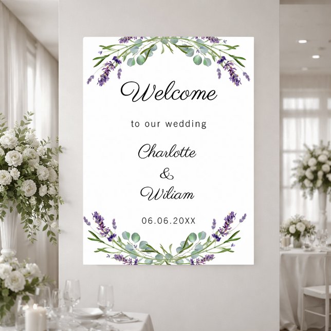 Póster Bienvenida de boda con lavanda y eucalipto (Subido por el creador)