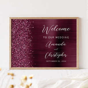 Póster Bienvenida de boda con letra de metal cepillado de