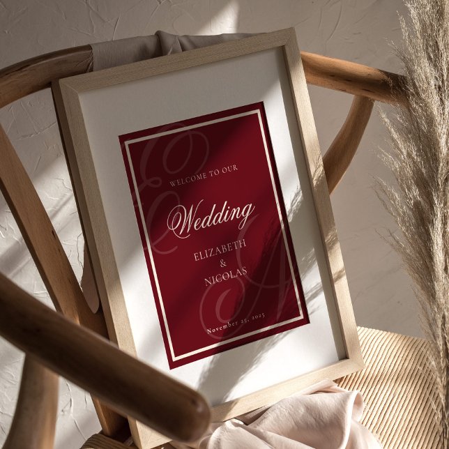 Póster Bienvenida de Boda con Monograma de Dinero Antiguo (Subido por el creador)