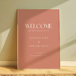 Póster Bienvenida de boda con tipografía negrita rosa pol