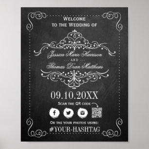 Póster Bienvenida de Boda con Tiza y Florituras Ornamenta