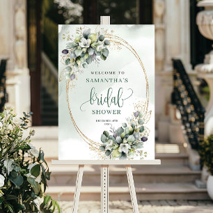 Póster Bienvenida de Boda de Ensueño Botánico Verde Dorad