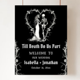 Póster Bienvenida de boda de esqueleto de Halloween gótic