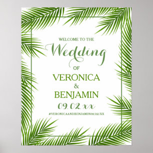 Póster Bienvenida de Boda de Palm Leaves Tropicales