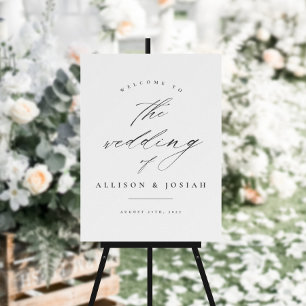 Póster Bienvenida de boda de presupuesto blanco de guión
