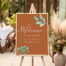 Póster Bienvenida de boda de terracota naranja quemada