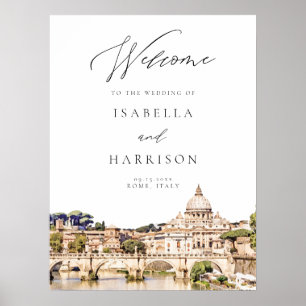 Póster Bienvenida de Boda de Viaje del Cielo de Acuarela 