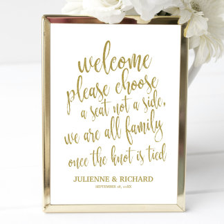 Póster Bienvenida de Boda Elija un Asiento Letrero con Br