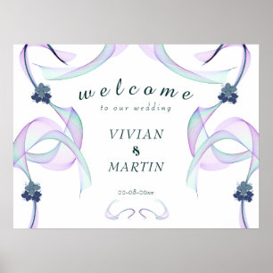 Póster Bienvenida de boda floral mini Purple Faith