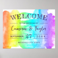 Bienvenida de boda LGBTQ de salpicadura de acuarel