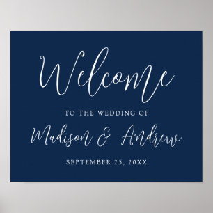 Póster Bienvenida de Boda Marina de Escritura Simple