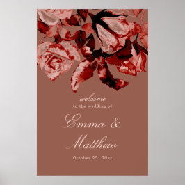 Póster Bienvenida de Boda Maximalista Floral con Acuarela