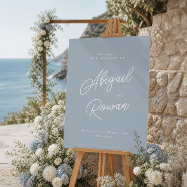 Póster Bienvenida de boda minimalista moderna en azul pol