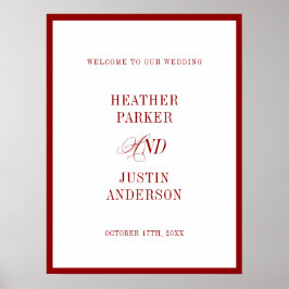 Póster Bienvenida de Boda Minimalista simple y clásico ro