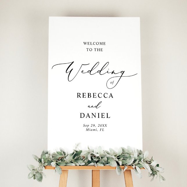 Póster Bienvenida de Boda negro de Moda mínima (Subido por el creador)