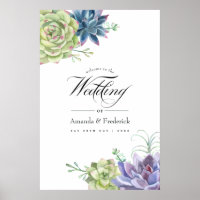 Bienvenida de bodas de cactus suculentos del desie