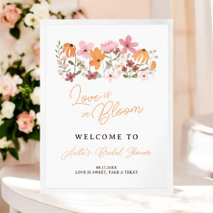 Póster bienvenida de boho meadow wildflower novia con duc
