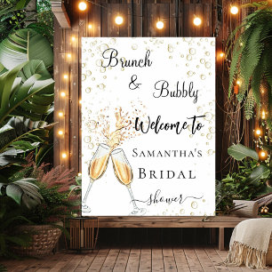 Póster Bienvenida de bridal Shower brunch con burbujas