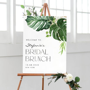 Póster Bienvenida de Brunch Nocturno Tropical de Monstera