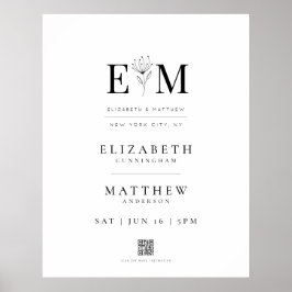 Póster Bienvenida de código QR elegante boda moderno Foli