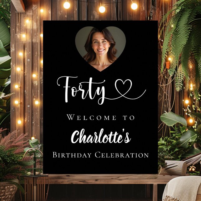 Póster Bienvenida de corazón de fotos de fiesta negro de  (Subido por el creador)