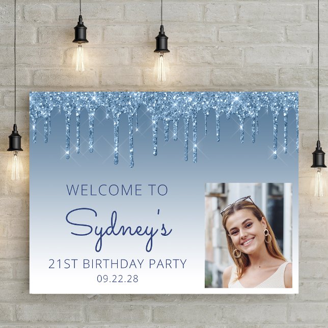 Póster Bienvenida de cumpleaños 21 con foto personalizada (Subido por el creador)