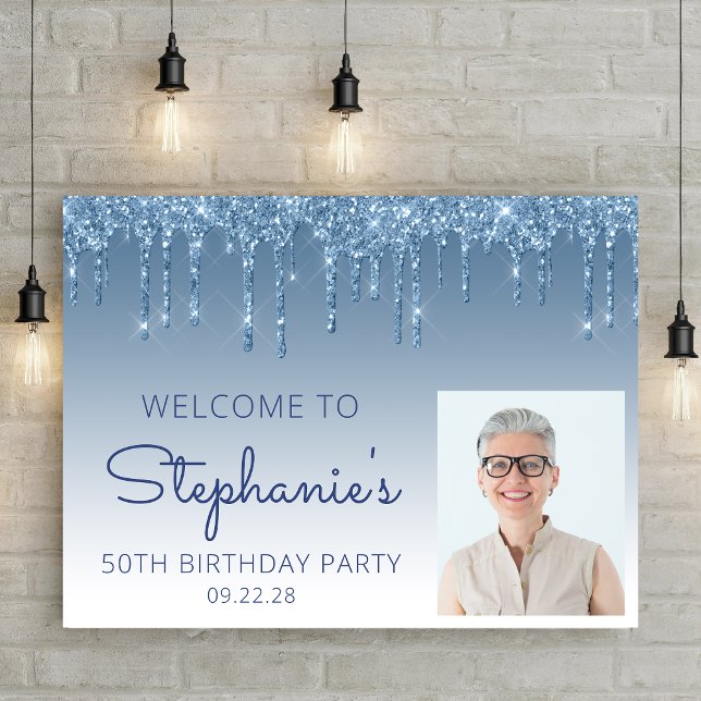 Póster Bienvenida de cumpleaños 50 personalizada con foto (Subido por el creador)