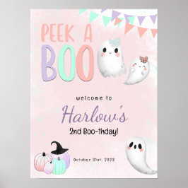 Póster Bienvenida de cumpleaños a Boo Pastel Halloween