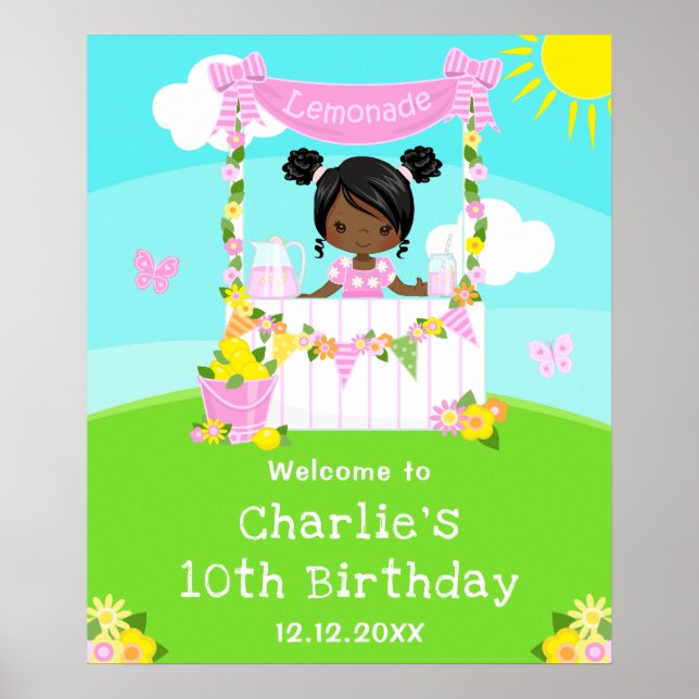 Póster Bienvenida de cumpleaños a Chica de piel oscura Le (Frente)