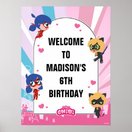 Póster Bienvenida de cumpleaños a la Noir de Gato de Bich