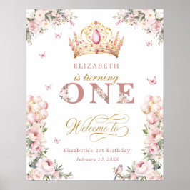 Póster Bienvenida de cumpleaños a la princesa de la coron