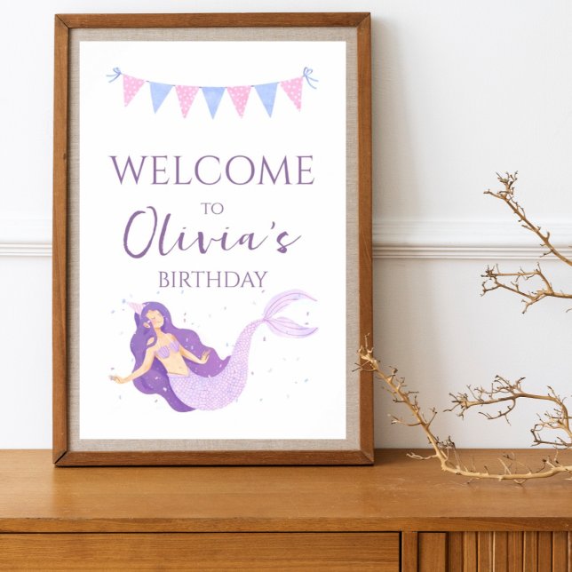 Póster Bienvenida de cumpleaños a los Chicas morados rosa (Subido por el creador)