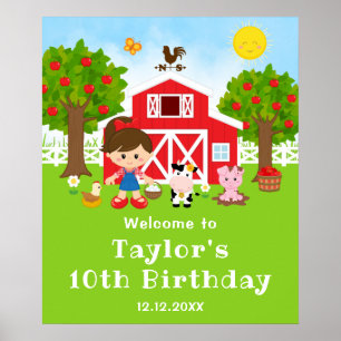Póster Bienvenida de cumpleaños al Chica del pelo del gra