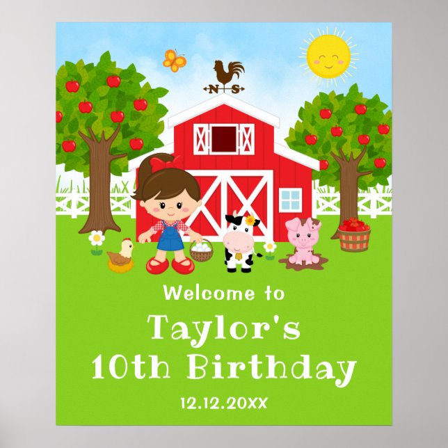 Póster Bienvenida de cumpleaños al Chica del pelo del gra (Frente)