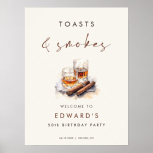 Póster Bienvenida de cumpleaños con Whisky y Puros: Brind