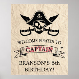 Póster Bienvenida de cumpleaños de barco pirata tradicion