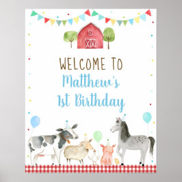 Póster Bienvenida de cumpleaños de Boy Farm Barnyard