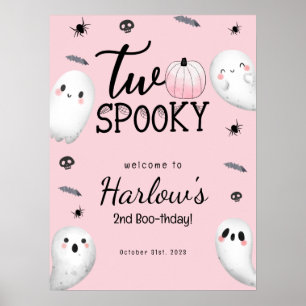 Póster Bienvenida de cumpleaños de dos fantasmas rosados 
