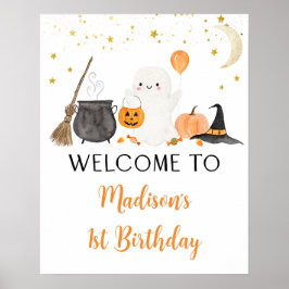 Póster Bienvenida de cumpleaños de Ghost Pumpkin Hallowee
