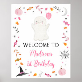 Póster Bienvenida de cumpleaños de Halloween, Fantasma Ro