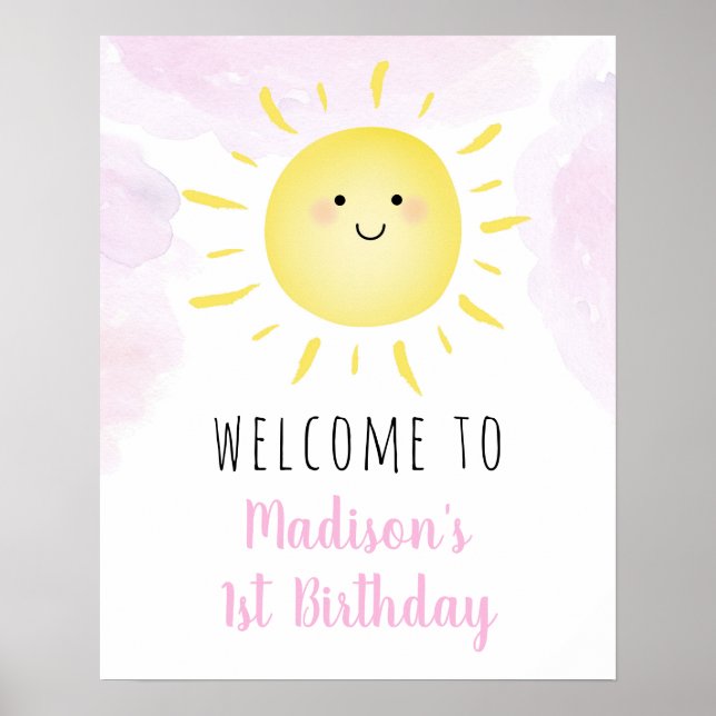 Póster Bienvenida de cumpleaños de las nubes Sunshine Chi (Frente)