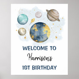Póster Bienvenida de cumpleaños de los planetas del espac