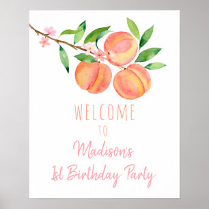 Póster Bienvenida de cumpleaños de Peach Blossom One Swee