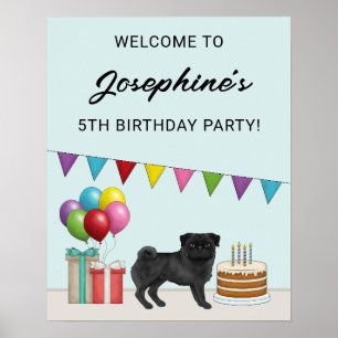 Póster Bienvenida de cumpleaños de perro de dibujos anima
