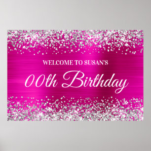 Póster Bienvenida de cumpleaños de Relieve metalizado ros