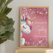 Bienvenida de cumpleaños de unicornio de arcoíris 