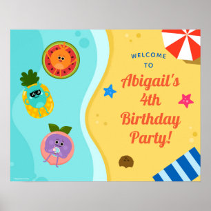 Póster Bienvenida de cumpleaños de verano de Bumble Nums