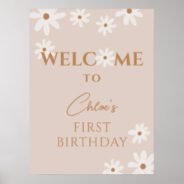 Póster Bienvenida de cumpleaños del Chica Boho Retro Brow